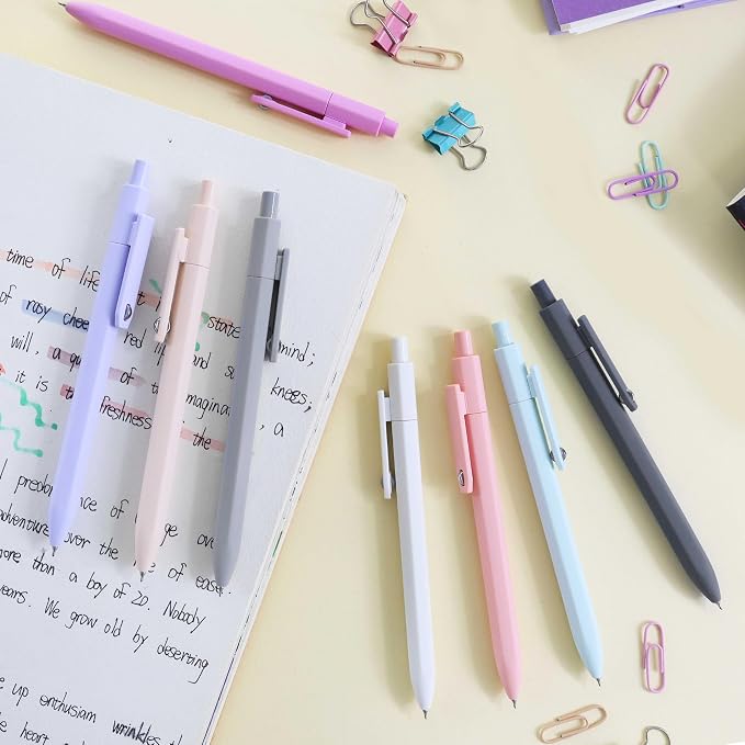 Vitoler Cute Gel Pens, 8 Pack 0.5mm Fine Point Pens with Fidget Quick Dry | For Women, For Teachers, For Nurses, Smooth Writing, Liquid Ink, For Badge, Black ink, Felt Tip, Medium Point, For Journaling