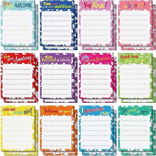 Yinder 24 Pcs Inspirational Sticky Notes, Back to School Supplies, Cute Motivational Sticky Notes Pad Employee Appreciation Gifts Bulk for Teacher Coworker Office 3 x 3'' (Thankful,Classic)