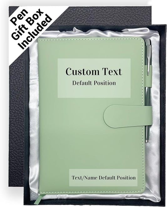 Personalized Notebook with Gift Box & Pen, Custom Text Leather Journal | Customized Gift for Men/Women, Engraved Journals To Write In, Birthday, Best Friend, Mom, Sister, Corporate, Business Gift