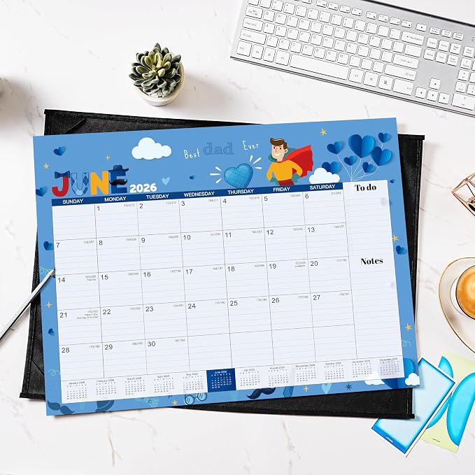 2026 Desk Calendar - Large Desk Calendar 2026, Jan.2026 - Dec.2026, 22" x 17", 2026 Calendars with Corner Protectors + Large Ruled Blocks, To-do & Notes, 12 Different Themes