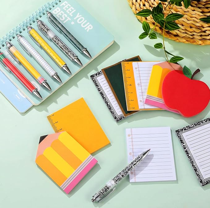 Eaasty 48 Pcs Back to School Teacher Gifts Bulk Cute Composition Notepads and Ballpoint Pens with Ribbon Inspirational Thank You Gifts for Teacher, Student, Staff, Coworker