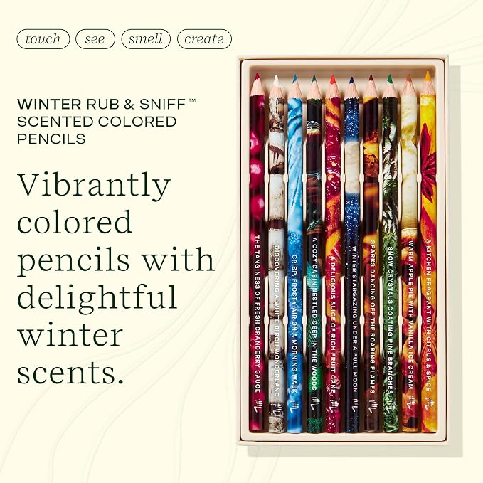 Lifelines Scented Colored Pencils, 10-Pack Winter - Rub & Sniff Color Pencils Infused with Essential Oil Blends for Arts & Crafts, Coloring Books & School Supplies | Rub & Sniff Color Pencil Set Infused with Essential Oil Blends for Arts & Crafts, Colo...