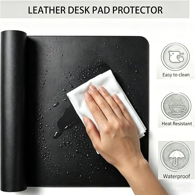 Non-Slip Desk Pad,Desk mat,Mouse Pad,Office Desk mat,Waterproof PU Leather Desk Blotter Mat,Laptop Desk Pad,Desk Writing Pad for Office and Home (Black, 16.94'' x 25.22'')