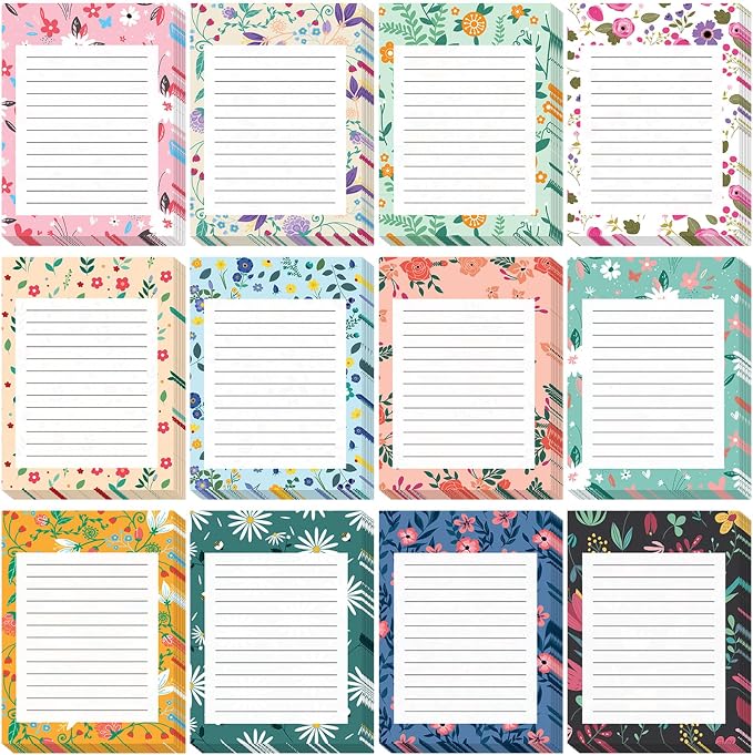 Chiisong 12 Pieces Flower Theme Sticky Notes Flower to Do List 3x4 Inch Floral Memo Pads for Floral Gift Adhesive Notepads for Office Home School Party Supplies Birthday Gift, 12 Styles