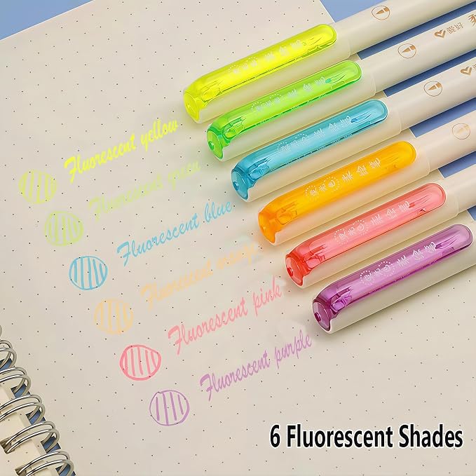 Brush Tip Drawing Pens: Artist Colored Flexible Tip Water Calligraphy Brush Pens for Journaling Adult Coloring Hand Lettering Calligraphy Journaling Bibling (6, Fluorescent colors)