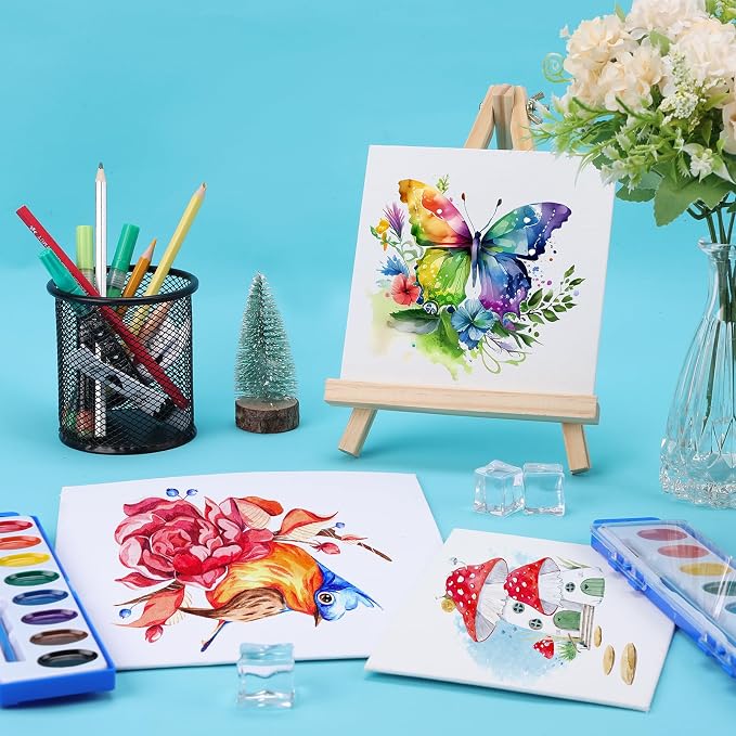 FUMILE Watercolor Paint Set Bulk, 5 Pack, 8 Colors Watercolors Paint with Paintbrush, Washable Watercolor Paint Set Kids for Parties, Birthday Party Favor, Valentines for Kids Classroom.