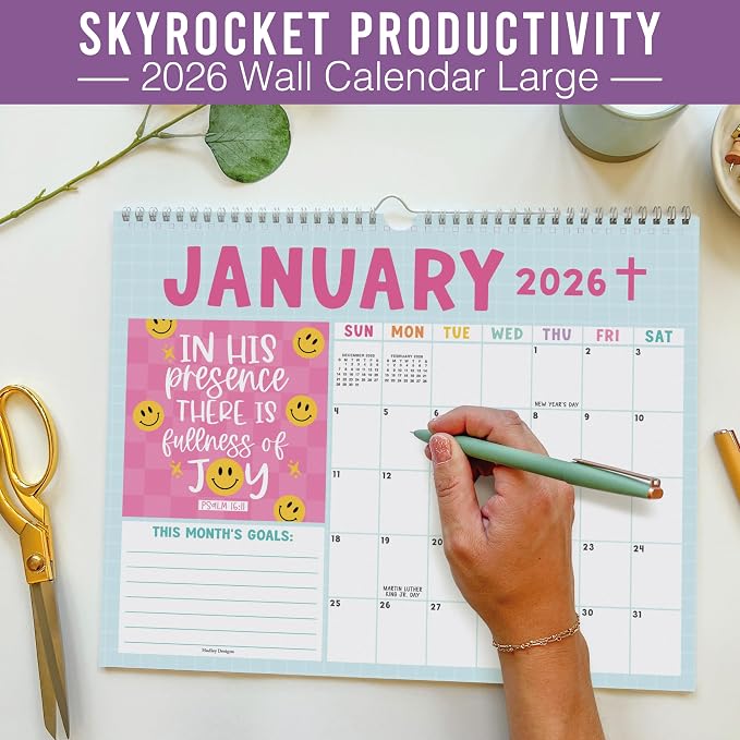 2026 Calendar Wall - 2026 Wall Calendar Large, 18-Month Hanging Calendars for School, Home & Office, Academic Monthly Calendar from January 2026 to June 2027, Back to School Teacher Gifts