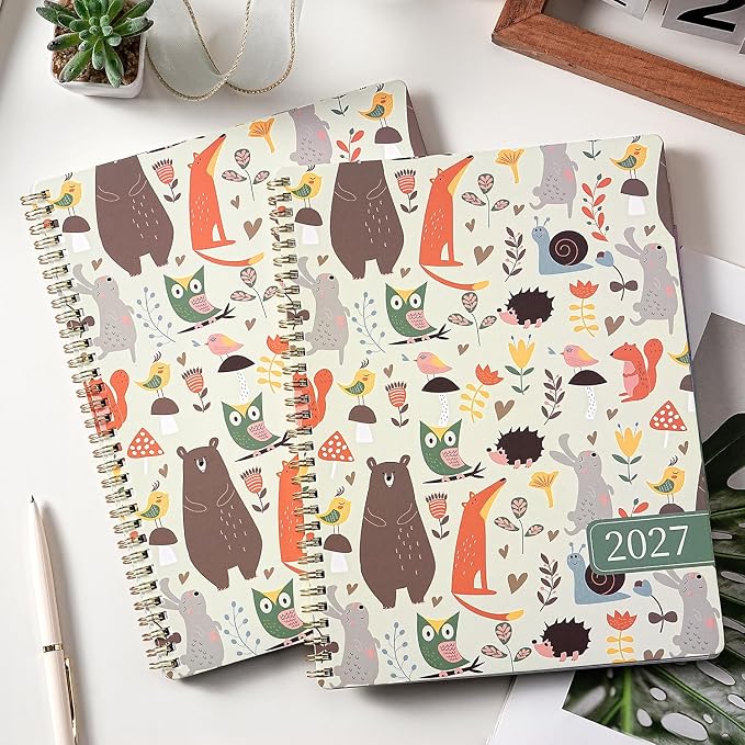 2027 Planner - 2027 Planner Weekly and Monthly, 2027 Calendar Planner | Colorful Tabs, Twin-wire Binding, Premium Paper, Back Pocket, Jan. 2027 - Dec. 2027, 11" x 9" - Cartoon Animal