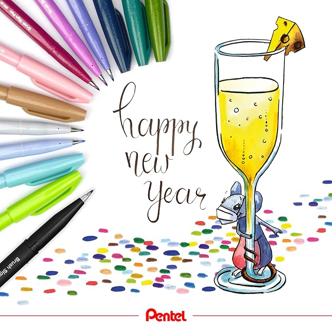 Pentel Fude Touch Sign Pen, Black, Felt Pen Like Brush Stroke (SES15C-A)