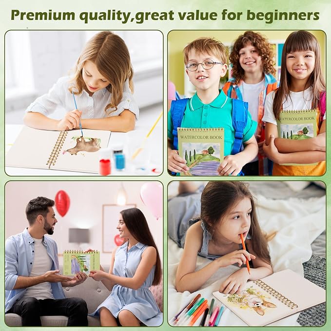 Qlmhudaim Watercolor Paper Pad 3.5x5.5 Inch | 30 Sheets | 140lb/300g Spiral-Bound Tear-Resistant No-Bleed, Artist-Grade Watercolor & Ink, Travel Sketchbook Adults Students Outdoor