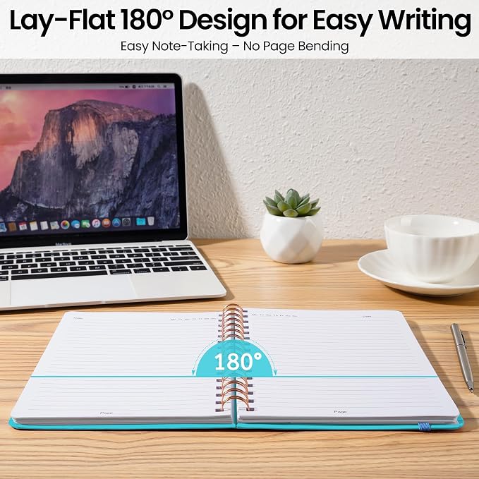 CICPAP Lined Spiral Journal Notebook, A5 College Ruled Notebook for Journaling, Note-Taking, and Daily Planning, Durable Hardcover with an Elegant Design, Turquoise