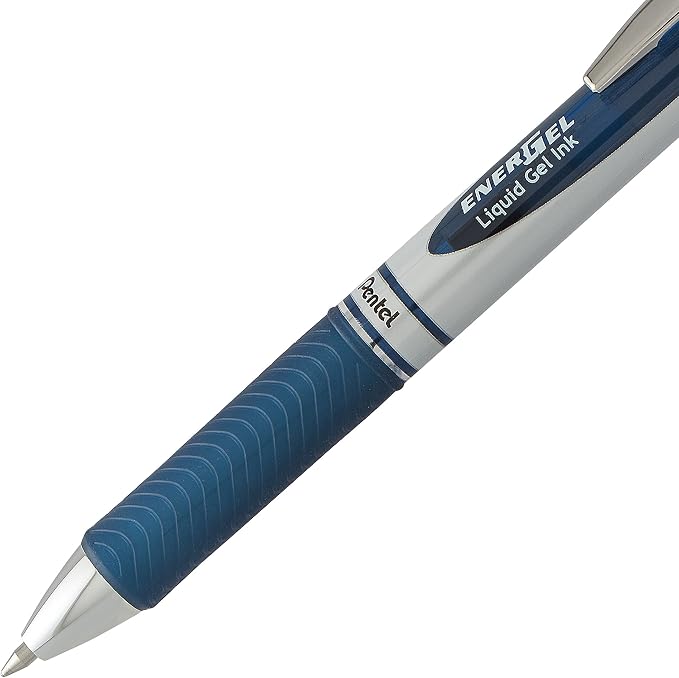 Pentel EnerGel RTX Retractable Liquid Gel Pen, (0.7mm) Metal Tip, Medium Line, Navy Blue Ink 2-Pk (BL77BP2CA)