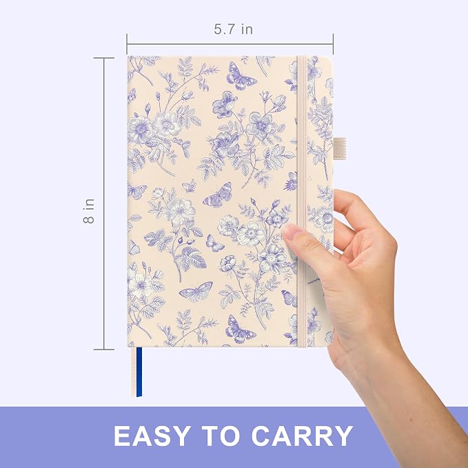 &And Per Se Undated Academic Planner, Weekly & Monthly Planner with Goal & Habit Tracker, A5 Hardcover, Blue Flowers