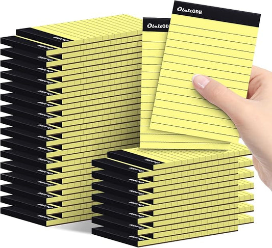 Oleitodh 48 Pack 3 x 5 Inch Notepads Yellow Memo Pads Writing Pads | Perforated Lined Pages with 30 Sheets Each, Small Note Pads for Office, School and Home; Pocket Memo Pads for Lists and Notes