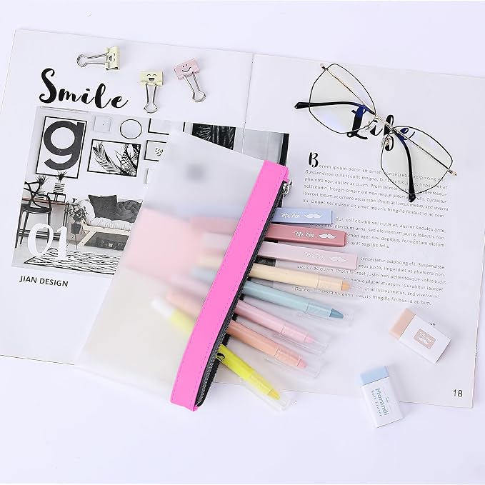Mr. Pen- Clear Pencil Pouch, 8.50"x4.25", 3 Pack, Durable TPU Material | Medium Water-Resistant Pencil Bags with Smooth Zipper, Multipurpose Clear Pouch for Stationery, School, Office