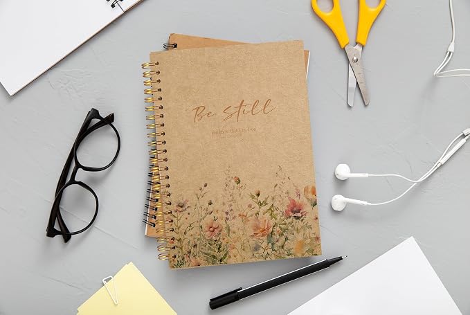 PSALM 46 Be Still and Know That I am God Christian Notebook Journal - Christian Gifts for Women, Bible Journal Notebooks for Note Taking, Bible Journaling Notebook, Spiral Notebook 5.5x8.3 Kraft Paper