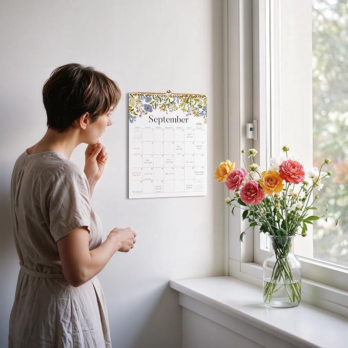 Wall Calendar 2026–2027, Jokotha 18 Monthly Calendar from January 2026 to June 2027, 12"x15", Hanging Hook, Twin-Wire Binding, Floral Design Calendar for Easy Organizing