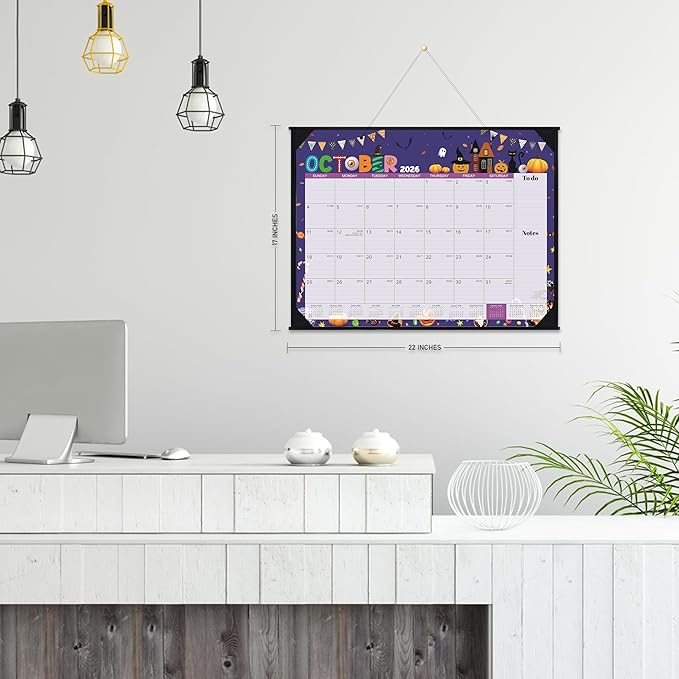 2026-2027 Desk Calendar - Large Desk Calendar 2026-2027, Jul.2026 - Dec.2027, 22" x 17", 18 Months Calendar with Corner Protectors + Large Ruled Blocks, To-do & Notes, 12 Different Themes