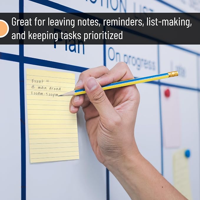 Mr. Pen- Lined Sticky Notes, 4" x 6", 6 Pads, 45 Sheets/Pad | Sticky Notes with Lines, Ruled Post Stickies, Memo Pads, Self-Stick Note Pad for Office, School, Home, Study
