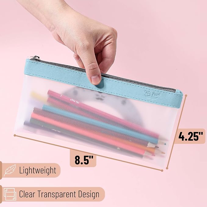 Mr. Pen- Clear Pencil Pouch, 8.50"x4.25", 3 Pack, Durable TPU Material | Medium Water-Resistant Pencil Bags with Smooth Zipper, Multipurpose Clear Pouch for Stationery, School, Office