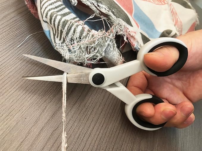 5 Inch Detail Scissors, Precision Paper Cutting Scissor with Stainless Steel Blade, Soft Comfort-Grip, Straight Fine Tips Small Sewing Scissors Set, 3 Pack, White