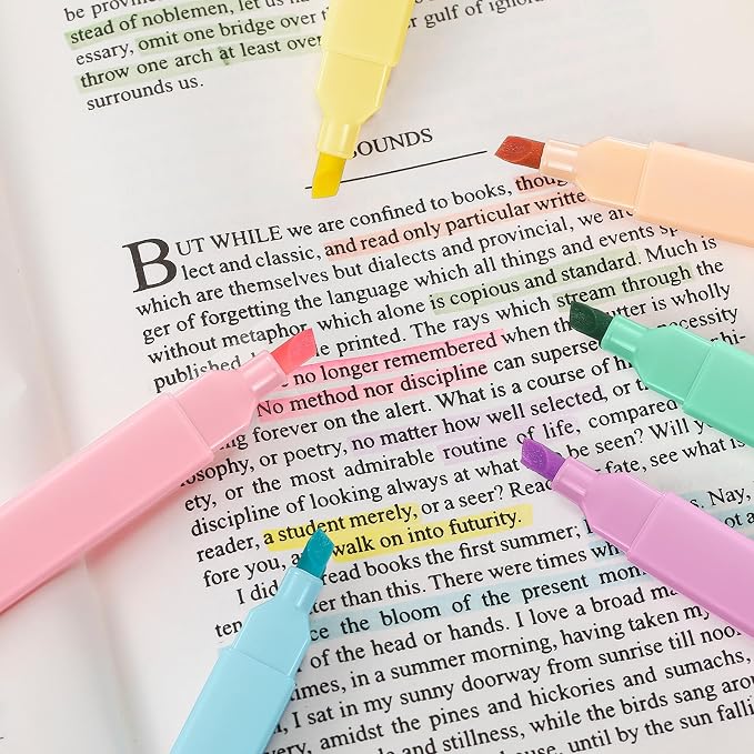 Marspark 120 Pcs Highlighters Bulk Chisel Tip Aesthetic 6 Assorted Colors No Bleed Cute Soft Bohemian Color Marker Pens for Journal Planner Notes Study Office Supplies (Pastel Colors)