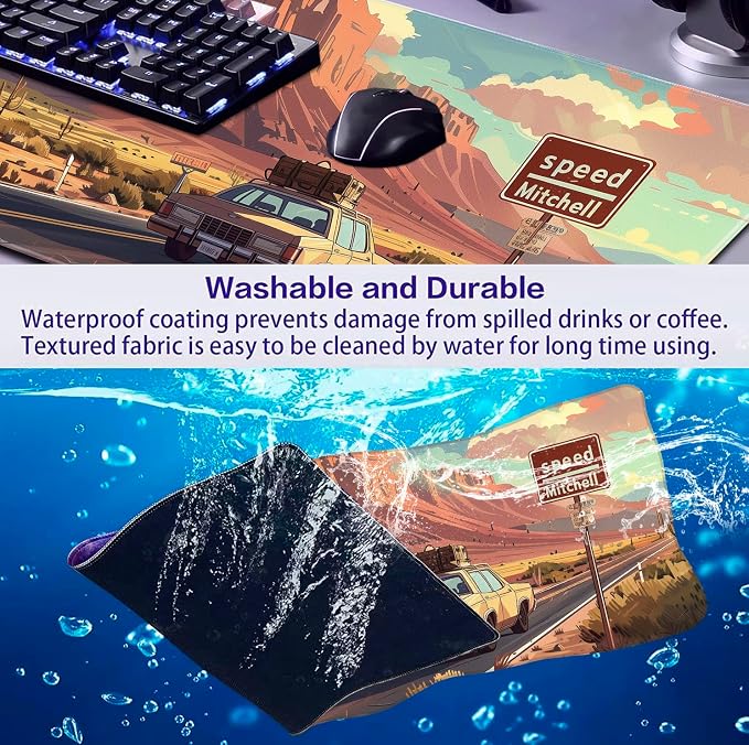 Natural Mountain View Gaming Computer Keyboard Pad, Computer Mouse Pad | Large Extended Mouse Pad; Full Desk Coverage; Waterproof Coating; Stable Anti-Slide Base For Gaming, Office, Study Daily Use