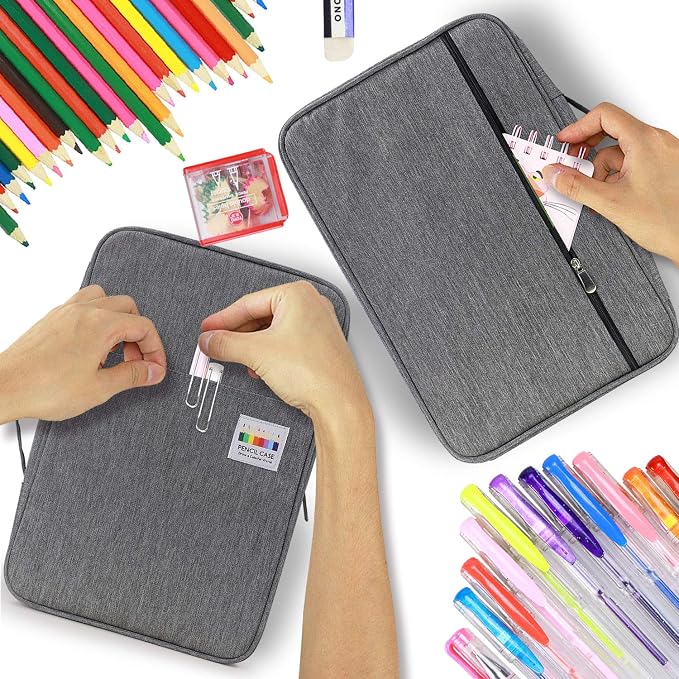 YOUSHARES Big Capacity Colored Pencil Case - 300 Slots large Pen Case Organizer with Multilayer Holder for Prismacolor Colored Pencils & Gel Pen (Grey)