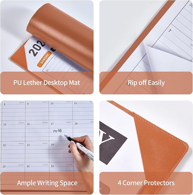 Large Desk Calendar 2026-2027, 22x17 Inch PU Leather Desk Pad Calendar, 18 Months (Jul 2026 - Dec 2027), Big Desktop Blotter for Office, Home & Classroom (Brown)