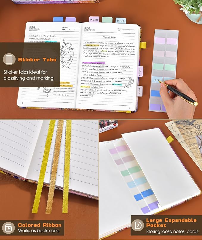 dilitego Lined Journal Notebook for Women Men, 256 Numbered Pages Hardcover Notebooks for Work, A5 Journaling Notebooks, College Ruled Journals for Writing Business School 5.75" x 8.38" Autumn Tree