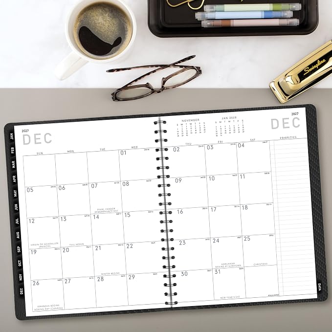 AT-A-GLANCE 2027 Appointment Book Planner, Weekly & Monthly, 8.25" x 11", Half-Hourly, Contemporary, Charcoal (70950X4527)