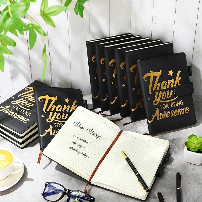 Qilery 28 Pcs Team Appreciation Gifts Bulk Employee Thank You Gift A5 Leather Journal Notebook with Ballpoint Pen for Christmas Student Teacher Volunteer Management(Awesome)