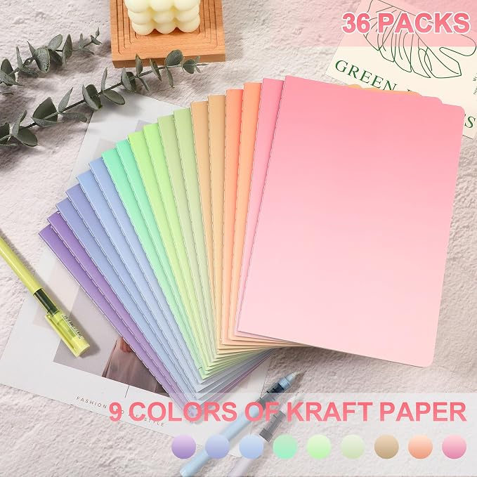 miikoul 36 Pack A5 Colorful Lined Notebook Bulk, Journals for Travelers 8''x5.6''college Ruled Composition Notebook, Writing Journal for School Office Business, 60 Pages/30 Sheets, 9 Color