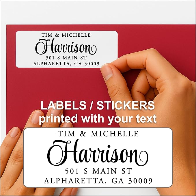 White Address Labels - Personalized Name Stickers, Custom Printed Return Mailing and Shipping Labels for Envelopes, Packages, Business, Home by PrettySweetParty (250, Serif and Script)