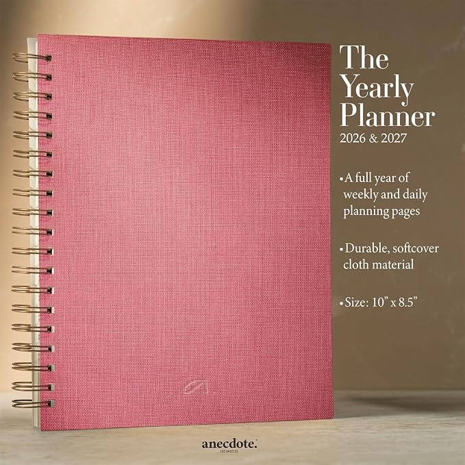 Anecdote Spiral Planner w/2026-2027 Calendar (8.5" x 10") | Start Anytime - 52 Weeks, Undated Planner Pages | To-Do List Organizer, Plan Your Success, Achieve Productivity Goals (Blossom)