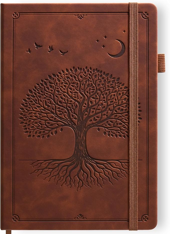 Lined Journal Notebook Hardcover Leather Bound 200 Pages B5 Brown Diary | College Ruled 6.9x9.8" Journaling Notebooks for Men & Women, Writing for Personal, Large Travel Daily Note Book Tree of Life