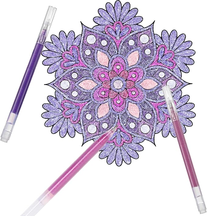 Purple Gel Pens Set,24 Colored Gel Pens Glitter Metallic Pastel Morandi Neon Color Gel Pen More Ink Colored Gel Pens for Adults Coloring Books Drawing, Doodling, Scrapbook, Journaling