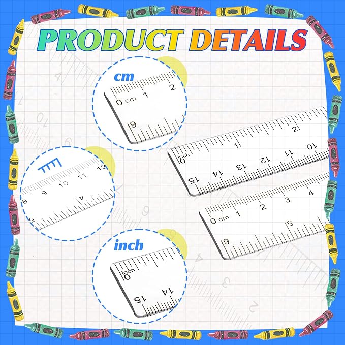 EBOOT 2 Pcs Acrylic Rulers Clear Plastic Rulers Straight Shatterproof Transparent Ruler Measuring Tools with Inch and Centimeter Accuracy for Back to School Supplies Class Office Crafts (6 Inch)