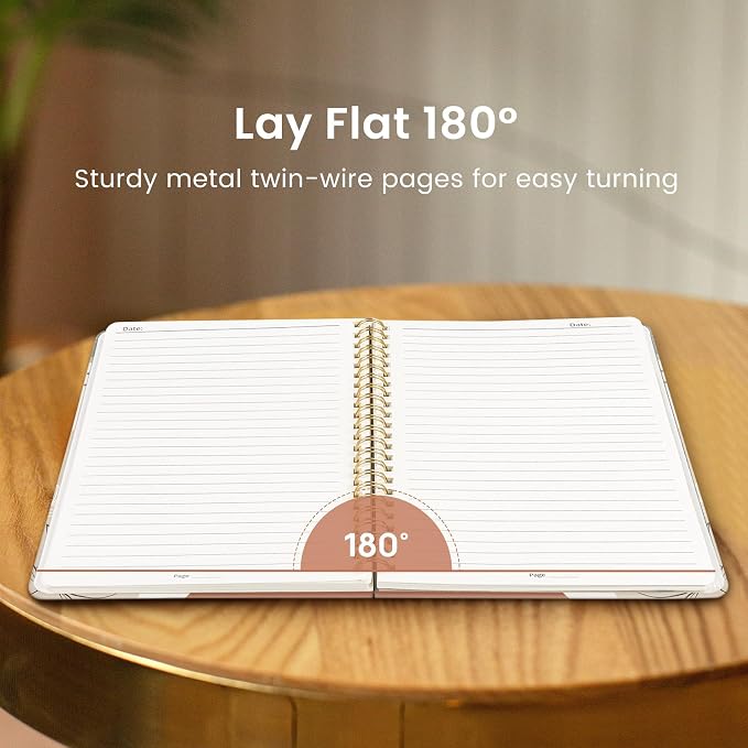 Taja Lined Spiral Journal Notebook for Women, A5 Cute College Ruled Hardcover Notebook for Work & Note Taking, Pretty Journal for Writing, 140 Pages, Abstract