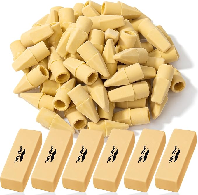 Mr. Pen- School Eraser Combination Set, 66 Pack, Yellow | Latex Free Erasers for School, Office, Art Sketching, Homework, Exams, Clean Smudge-Free Correction