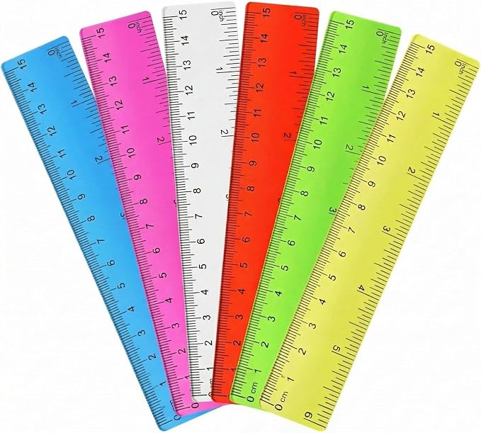 Zonon 6 Pcs 6 Inch Ruler Bulk Colorful Plastic Flexible Straight Metric Rulers with Centimeters and Inches Drafting Measuring Tool for Classroom School Students Education