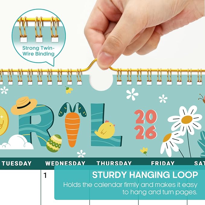 Calendar 2026-2027, Monthly Wall Calendar from April 2026 to December 2027, 11.5" x 14.7", Spiral Binding Hanging Wall Calendar, Perfect for Home or Office, Festival