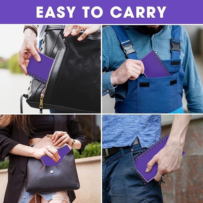 Jutom 18 Pcs Small Spiral Notebooks Memo Pads 3x5 Bulk Small Pocket Notepads Back to School Supplies Mini Notebook with Lined Mini Journals for Office & Work, 120 Pages (Dark Purple)