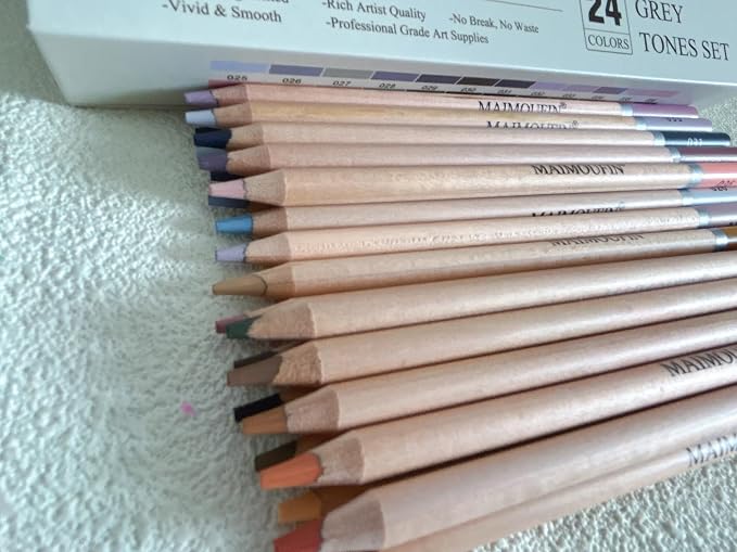 Soft Pastel Pencils 24 Colors Grey Tone Art Drawing Pencil Set | Professional Grade, Not Oil-Based, For Drawing Sketching Coloring,Art Supplies