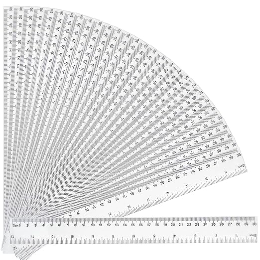 30 Packs Plastic Clear Rulers Bulk for Classroom, 12 Inch Ruler | Metric Ruler for Kids School Office Home Supplies, Measuring Drawing Tool, Easy-to-Read, PS Material Durable and Safe