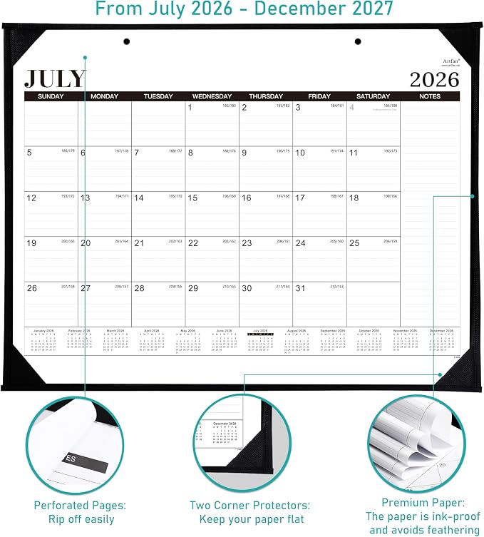 2026-2027 Desk Calendar - 18 Months Large Desk Calendar 2026-2027, Jul.2026 - Dec.2027, 22" x 17", 26-27 calendar Desk with Large Ruled Blocks, To-do List & Notes