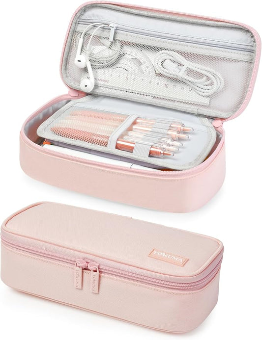 YOKUMA Pencil Case,Large Capacity Pencil Pouch,Aesthetic Zipper Pencil Box, Back to School Supplies for College Student Teen Adults,Travel Essentials,Electronic Cable Organize