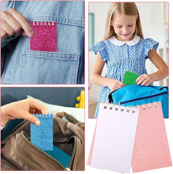 Hooqict 24 Pack Small Pocket Notebook Mini Notepads for Kids Party Favors Small Spiral Notepads Colorful Mini Notebooks Bulk Memo Pads for Work, Office, School, Classroom, 3.9 x 2.4 Inches