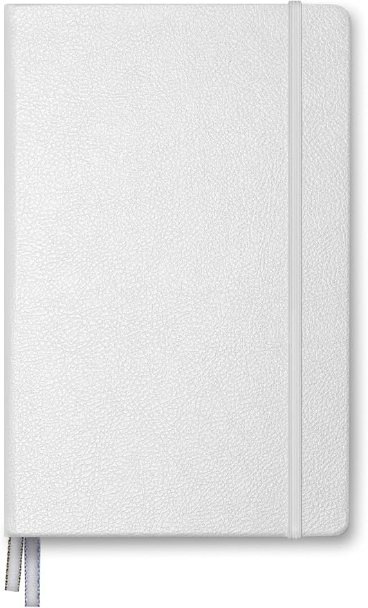 Minimalism Art, Premium Hard Cover Notebook Journal, Classic 5" x 8.3", 122 Numbered Pages, Gusseted Pocket, Ribbon Bookmark, Extra Thick Ink-Proof Paper 120gsm, San Francisco (Squared, White)