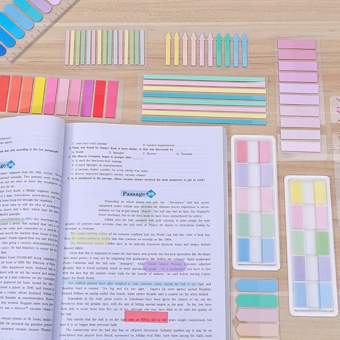 BAYTORY 1800Pcs Transparent Sticky Tabs, 2Pcs Double Marker Pens | See Through Clear Label Stickers, Self-Adhesive Translucent Index Tabs, Sticky Notes for Bible Accessories (Pastel Colors)